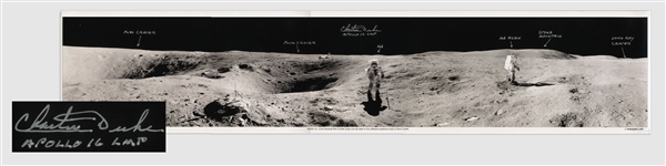 Charlie Duke Signed 40 Panoramic Photo of the Lunar Surface During the Apollo 16 Mission